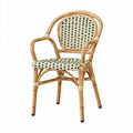 Architraveandabacus woven detail brown and green chair with intricate entrançados design, showcasing a stylish seating option.