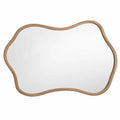 Decorative organic-shaped brown wall mirror with a natural contour design, suitable for stylish interior decor.
