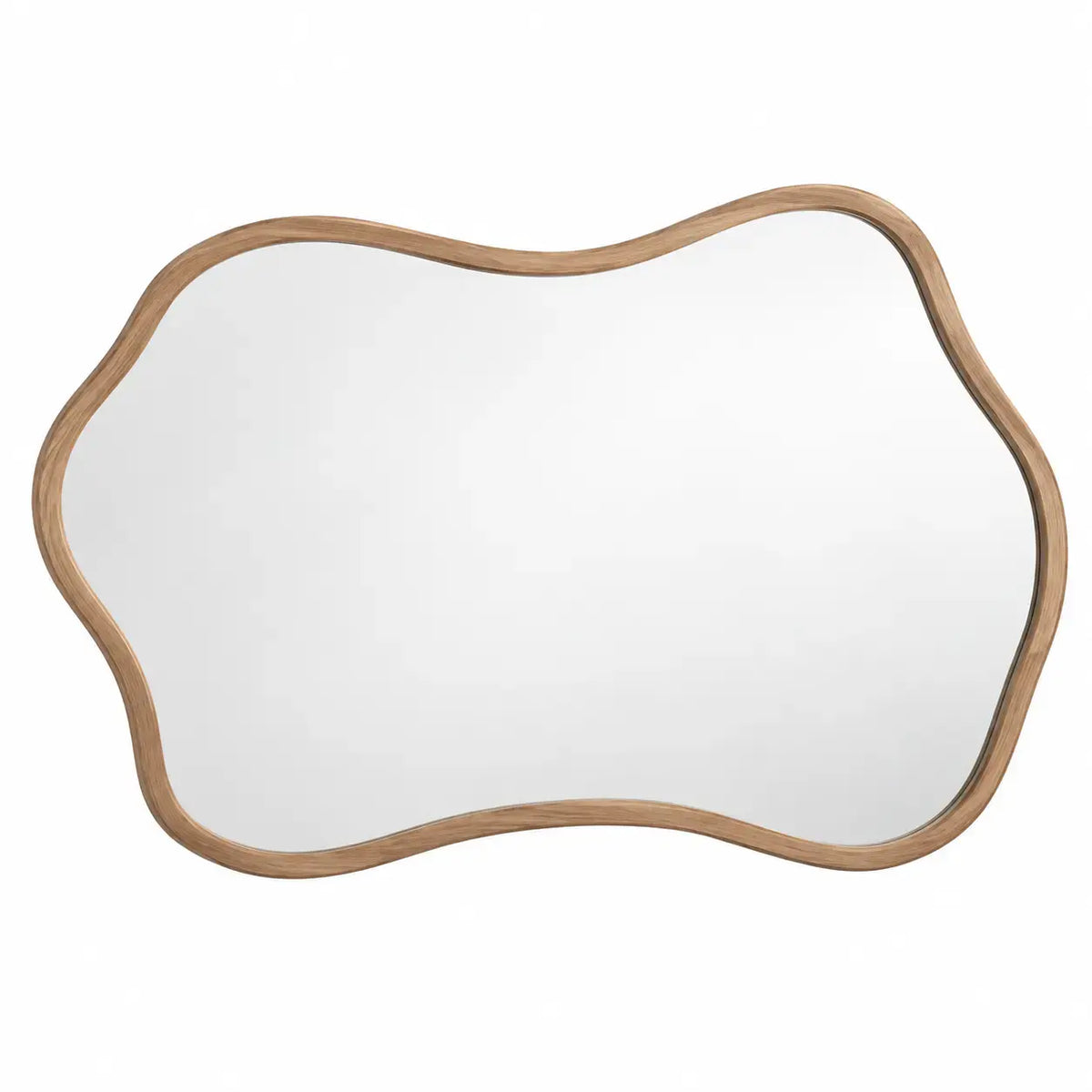 Decorative organic-shaped brown wall mirror with a natural contour design, suitable for stylish interior decor.