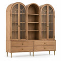 Elegant castanho cristaleira with arched glass elements and wooden frame, showcasing a stylish display cabinet for dining or living rooms.